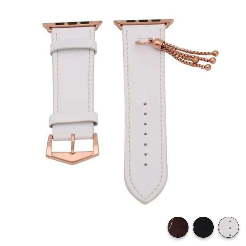 Apple White / 38mm / 40mm Apple Watch Series 5 4 3 2 Band, Rose gold Watch band Women Fashion Tassels Cowhide Genuine Leather Strap 38mm, 40mm, 42mm, 44mm