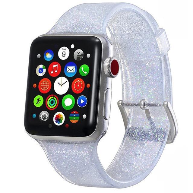 Sport Soft glitter Silicone Strap For Series 7 6 5 Replacement