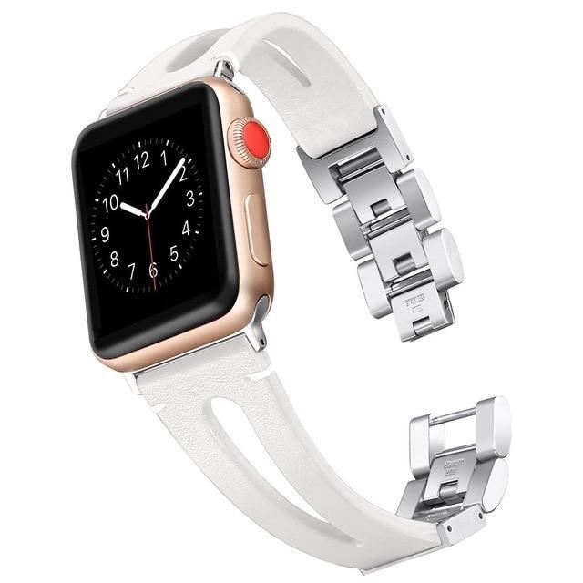 Apple white / 38mm and 40mm Faux Leather watch band for Apple Watch Bands 38mm 42mm 40mm 44mm Bracelet for iWatch Series 4 3 2 1 women/Men