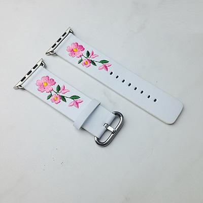 Apple White / For Apple watch 38 Faux Leather Watchband For Apple Watch 38mm 42mm Red Flower Embroidery Women Men Replace Bracelet Strap Band for iwatch 1 2 3