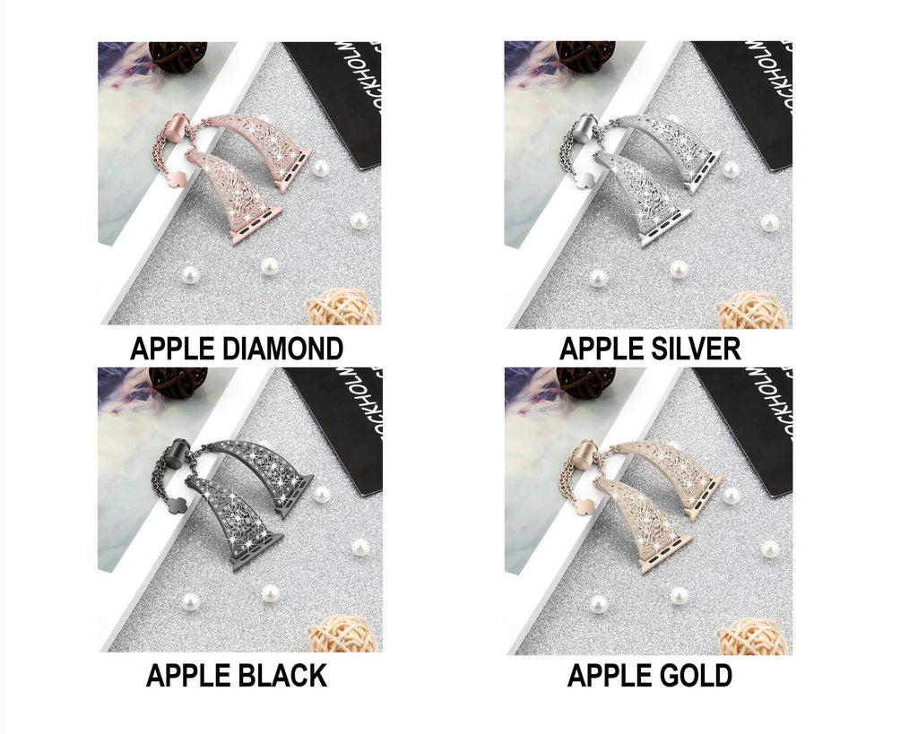 Women Diamond Band For Apple Series 8 7 6 5 4 3  stainless steel strap