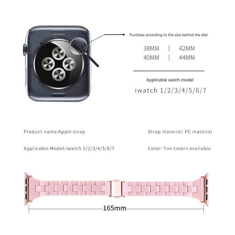 Resin Slim Strap For Apple Watch Band 44mm 40mm 42mm 38mm Woman Belt Bracelet Iwatch Series 5 4 3 Se 6 7 45mm 41mm Strap - Watchbands
