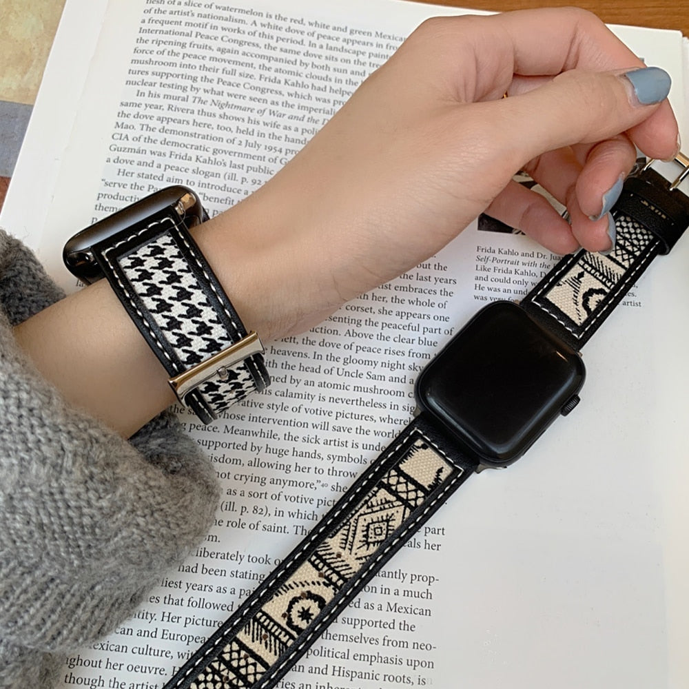 Luxury Leather Strap For Apple Watch Band Series 7 6 5 4 Leopard Latti –  www.