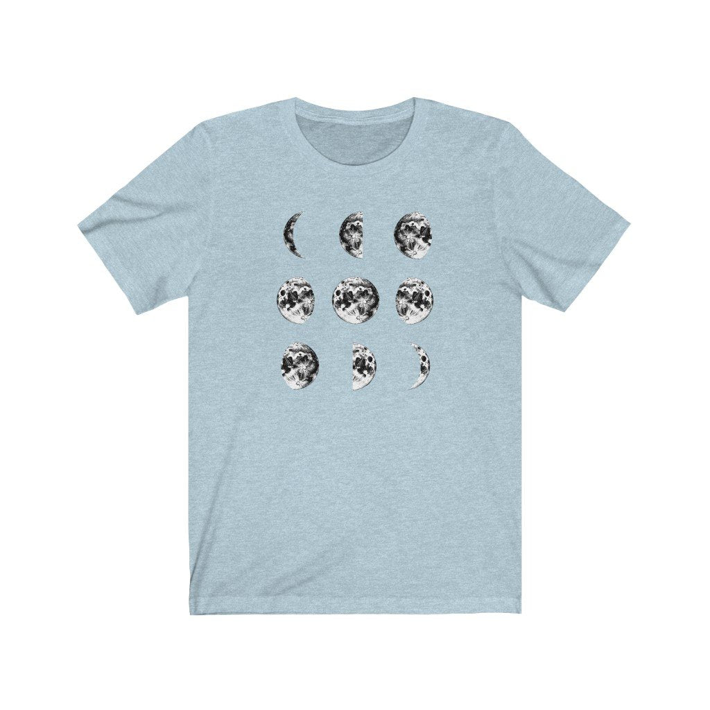 T-Shirt Heather Ice Blue / S Moon Phases Shirt - Moon Shirt - Moon Phases - Unisex