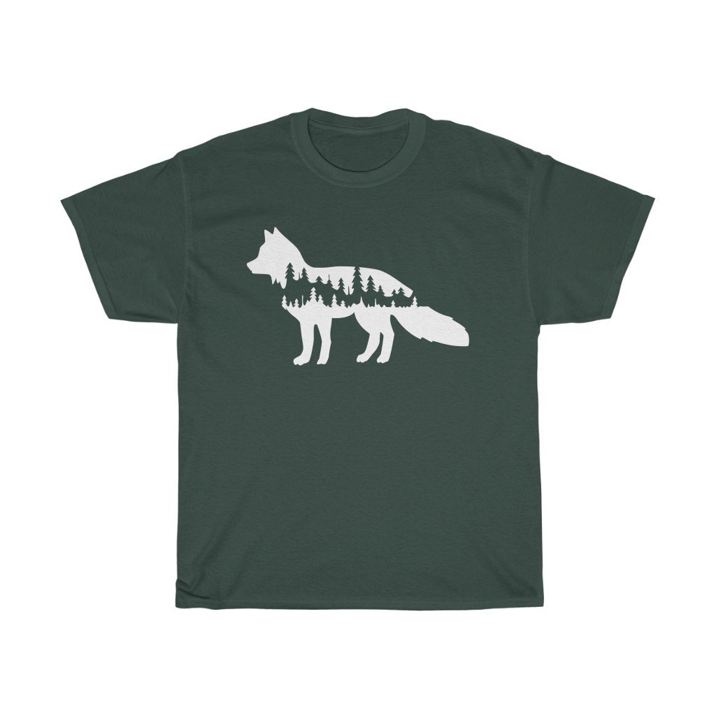 T-Shirt Forest Green / S Wolf Shadow shirt design, simple plain design animal prints, cute tee for men & women, unisex tee-shirts, plus size shirts