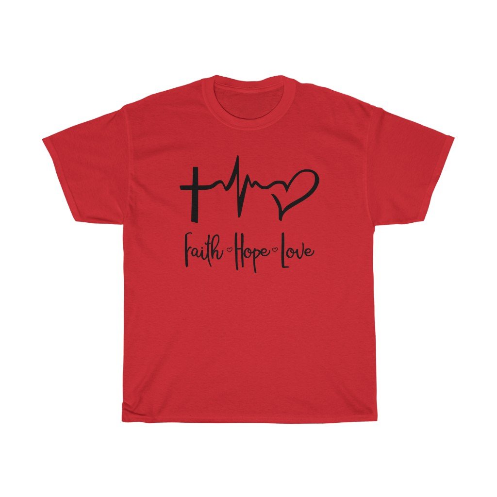 T-Shirt Red / S Faith Love Hope women tshirt tops, short sleeve ladies cotton tee shirt , small - large plus size
