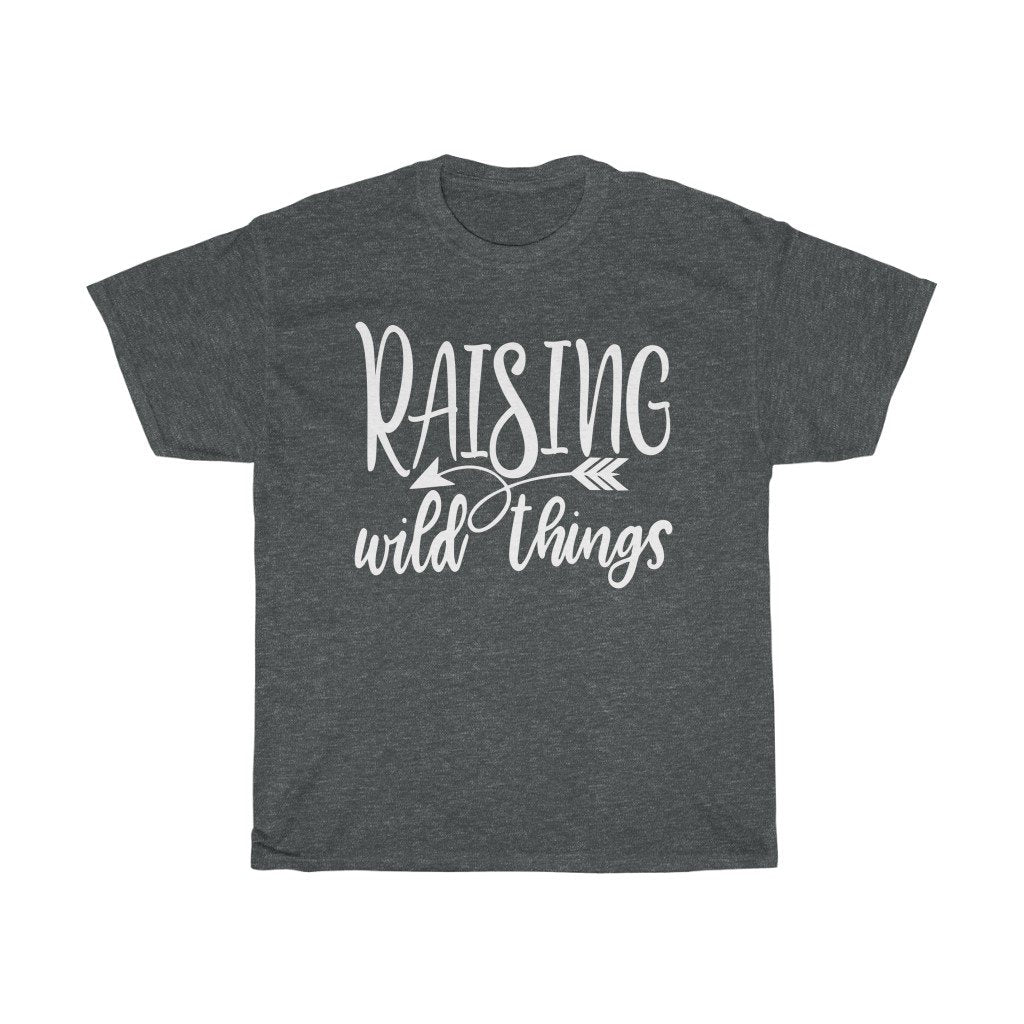 T-Shirt Dark Heather / S Raising Wild Things shirt, cute mom Top tee, Gifts for mother, unisex tshirt