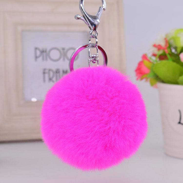 Multicolor Metal Fur Pom Pom Keychain, Packaging Type: Packet at