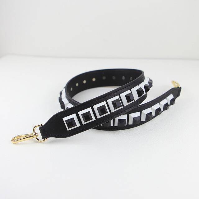 bag accessories block rivet black Colorful Rivet Leather Shoulder Straps