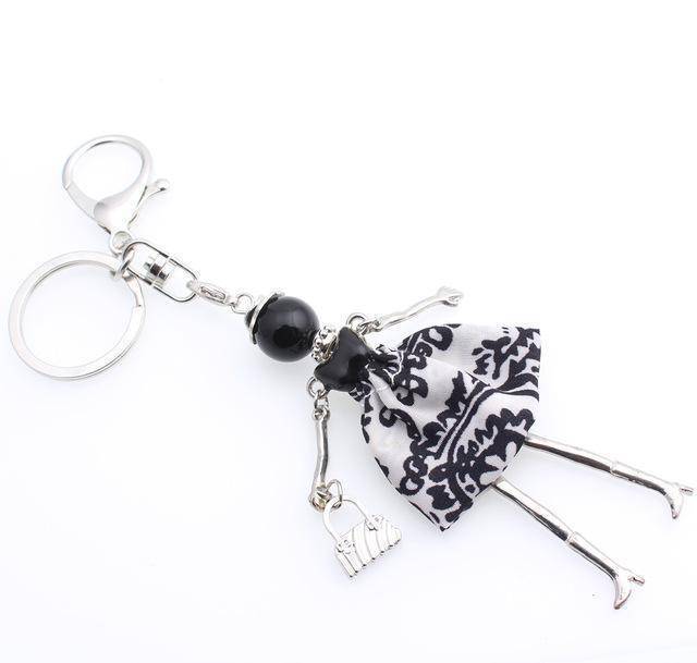 bag accessories Blue and white porce Handmade Doll keychain