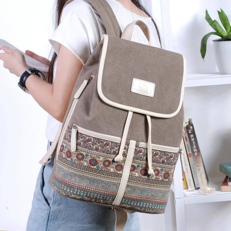 Casual Canvas Buckle Backpack Travel Bag, Fashion Backpacks