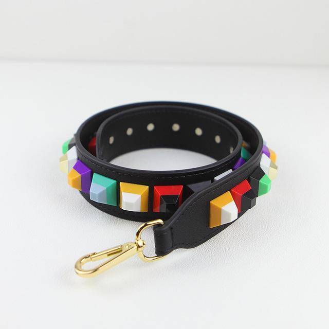 bag accessories color rivet black 2 Colorful Rivet Leather Shoulder Straps