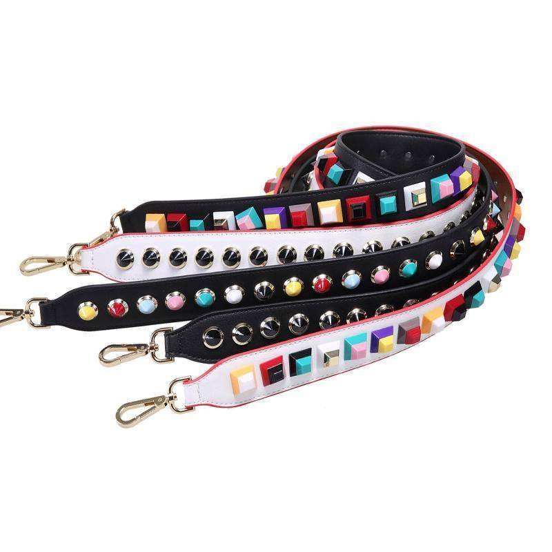 bag accessories Colorful Rivet Leather Shoulder Straps