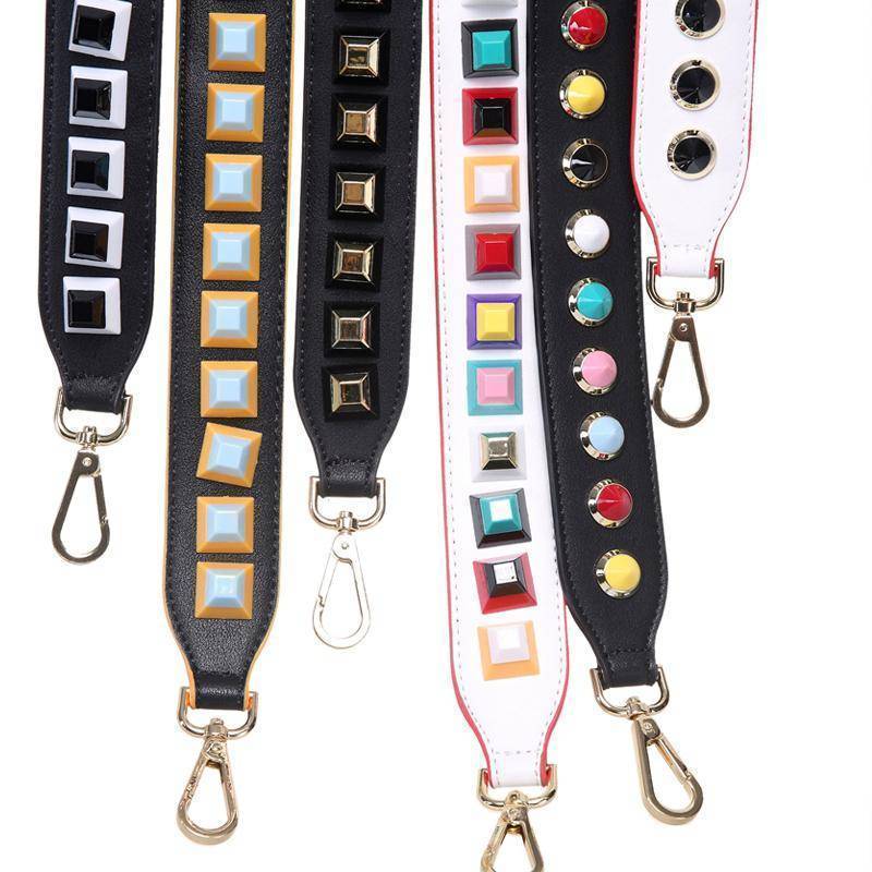 bag accessories Colorful Rivet Leather Shoulder Straps