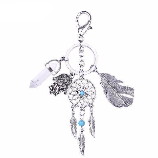 bag accessories grey Opal moonstone dreamcatcher Keychain