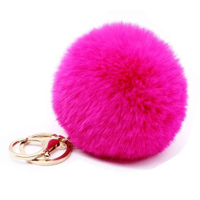 Key Fob Leather Pom Pom Keychain Michael Kors Leather Pom-Pom