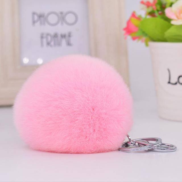 Real Rabbit Fur Ball Keychain Party Multi Color Soft Pom Poms Bag