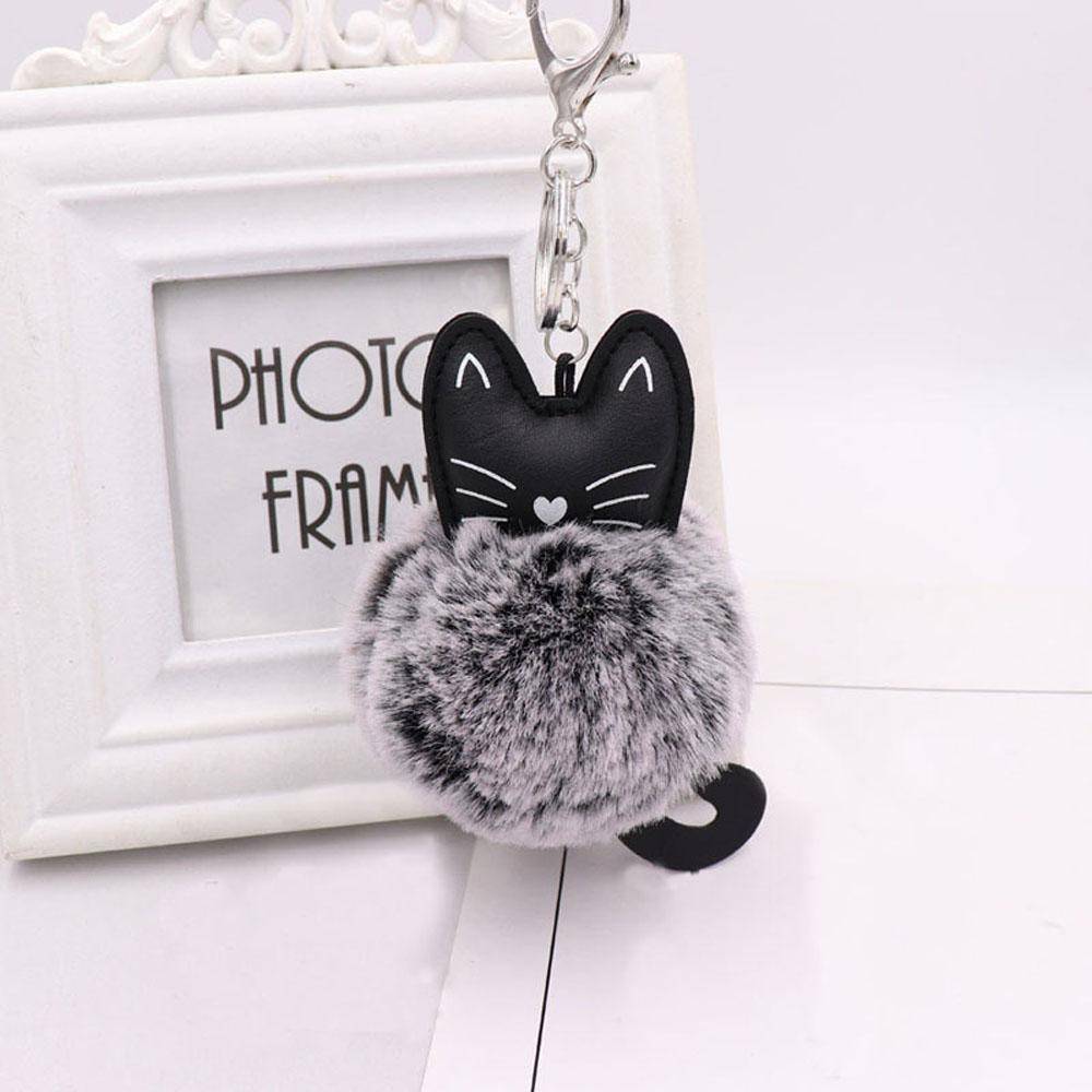 bag accessories Pom pom Cat Fluffy Faux Fur Keychain