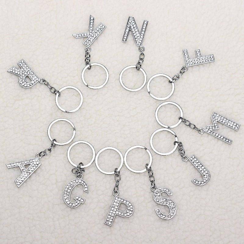 bag accessories Q-Z Personalized Letters Crystal Keychain