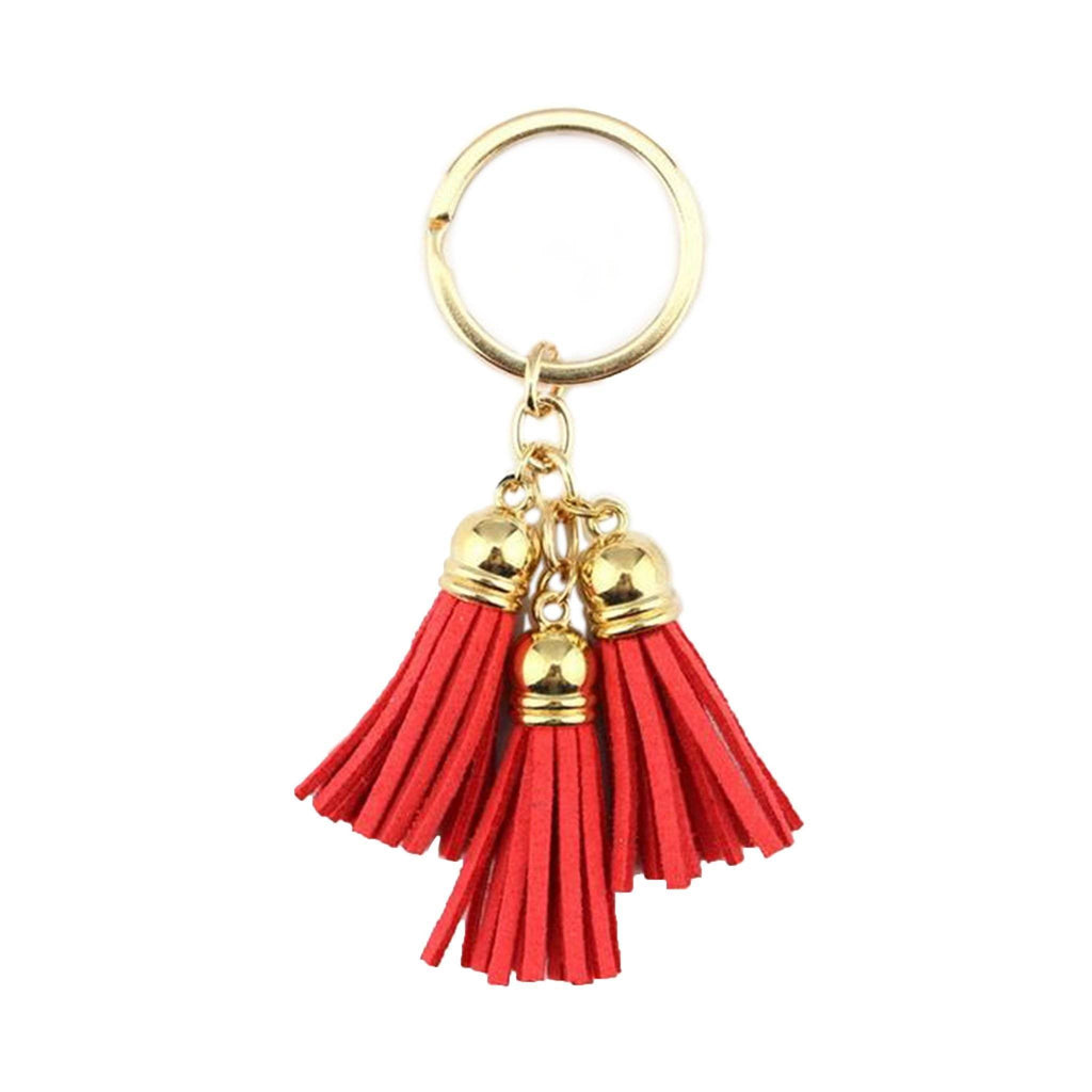 17 Colors, Triple Leather Tassel Keychain,  Bag Pendant