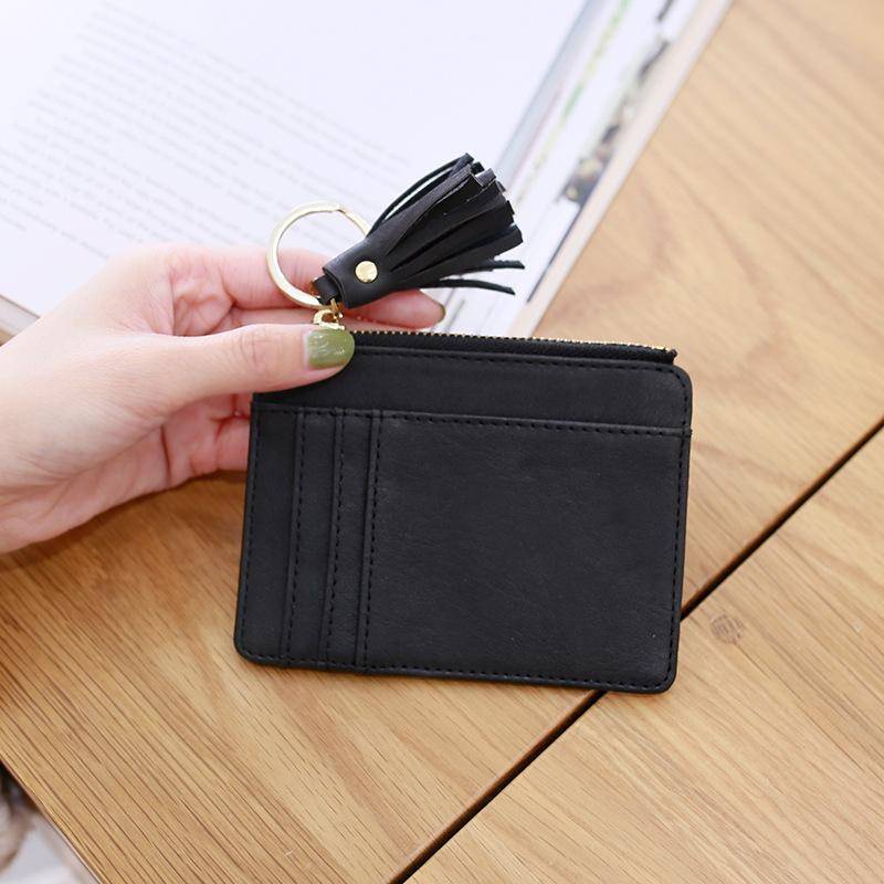 Luxury Zip Key Chain Pouch, Mini Coin Purse Wallet Card Holder with Clasp