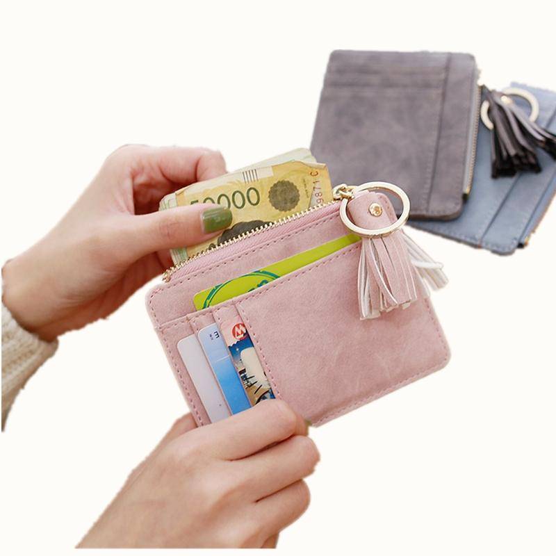Small Wallets For Women Slim Coin Purse Zipper Id Card Holder Compact Cute  Clutch Purses For Girls Black