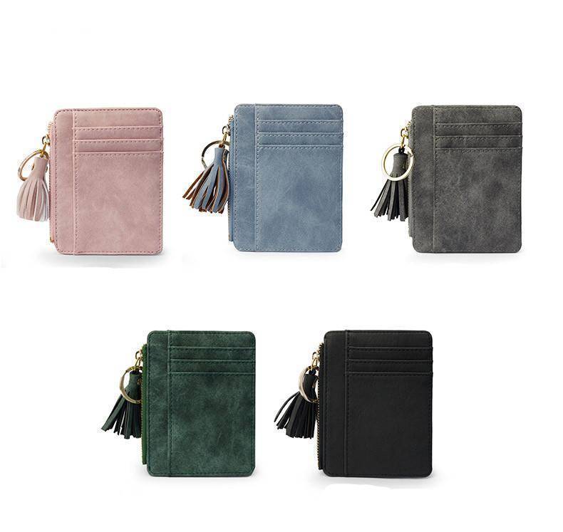 bag accessories Slim Wallet Credit Card Holders Thin Tassel Zipper Wallets, Coin Pocket bags