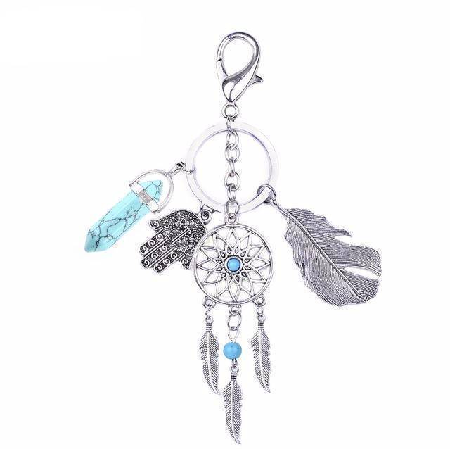 bag accessories Turquoise Opal moonstone dreamcatcher Keychain
