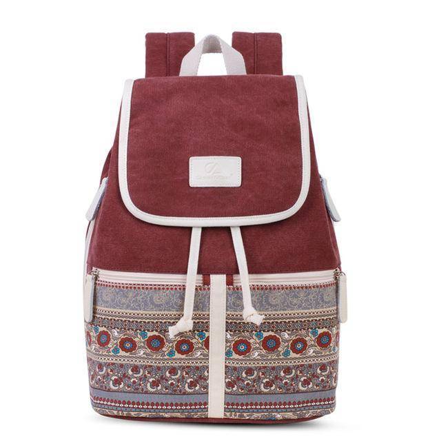 bag accessories wine red / 13 inch Canvasartisan Top Quality Canvas Women Backpack Casual College Bookbag Female Retro Stylish Daily Travel Laptop Backpacks Bag