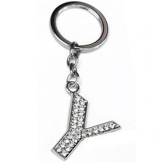 bag accessories Y Q-Z Personalized Letters Crystal Keychain