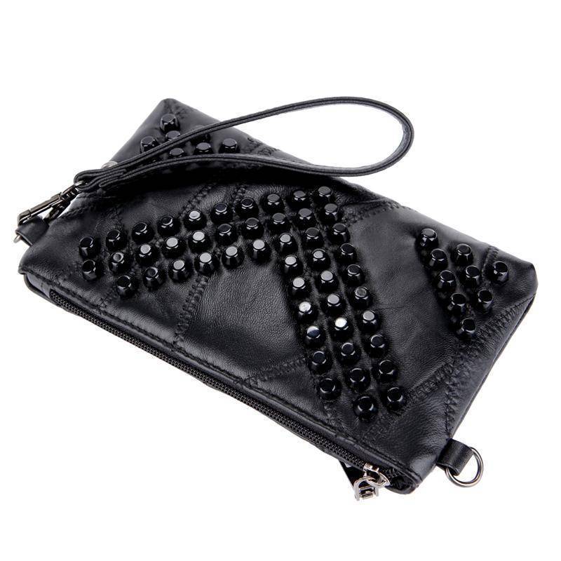 bag Diamond Genuine Leather Bag Rivet Crossbody Messenger Bag
