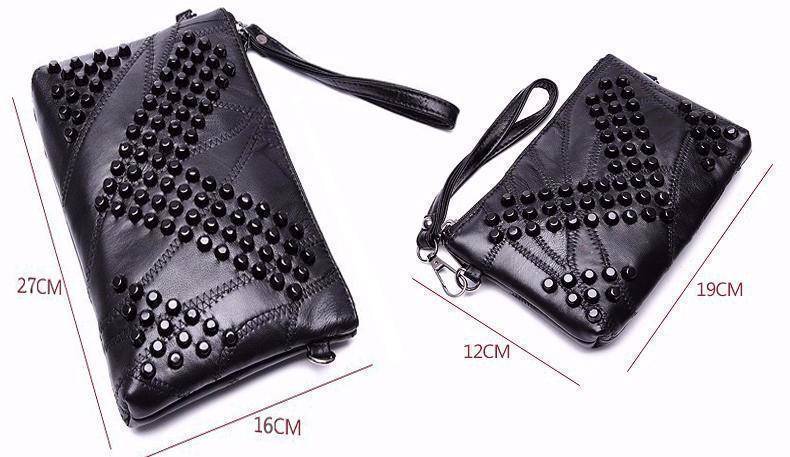 bag Diamond Genuine Leather Bag Rivet Crossbody Messenger Bag