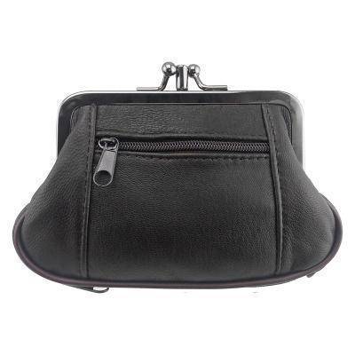 Leather 6 inch Zipper Pouch, Wallet, Coin Purse in Retro Black