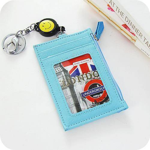 bag organization Blue Multifunction Credit Card Holders, Coin, Business ID with Retractable Key Ring