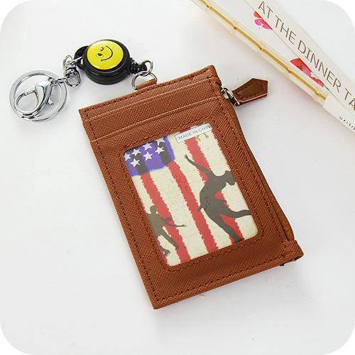 bag organization Cofffee Multifunction Credit Card Holders, Coin, Business ID with Retractable Key Ring