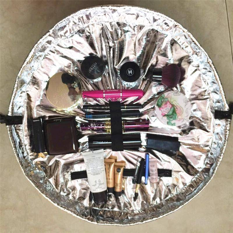 Medium Size Metallic Drawstring shrink Cosmetic Travel Bag