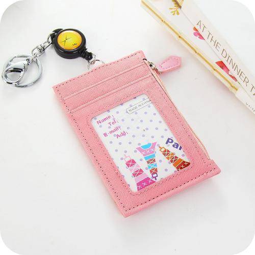 bag organization Pink Multifunction Credit Card Holders, Coin, Business ID with Retractable Key Ring
