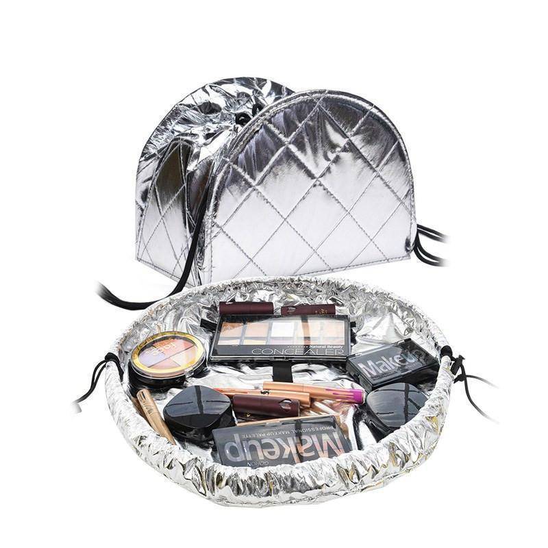 drawstring cosmetic makeup travel bag www.Nuroco.com - Medium Size Metallic Drawstring shrink Cosmetic Travel Bag