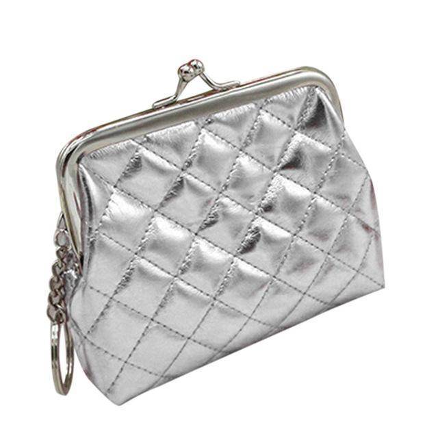 bag organization Silver Small Coin Purse with Keychain