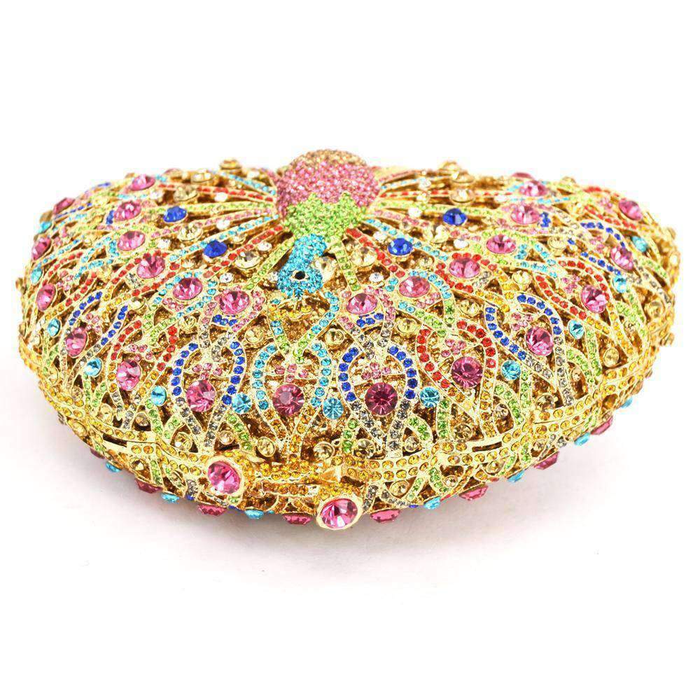 Gelory Peacock Clutch Bags For Women, Vintage Sequin Handbag Gifts Catching Purse Ladies Bags Jade Crystal Evening Bag