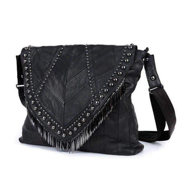 All-match Genuine Leather Women Handbags Designer Tassel Female Shoulder Bags Rivet Bag