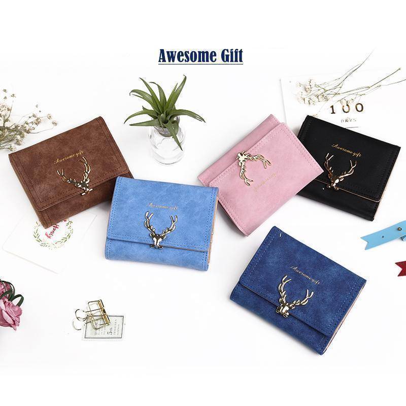 Awesome Gift, Golden Deer opener Wallet for women, short small and long  clutch