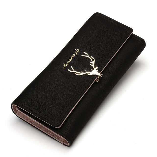 bags Awesome Gift, Golden Deer opener Wallet for women, short small and long clutch