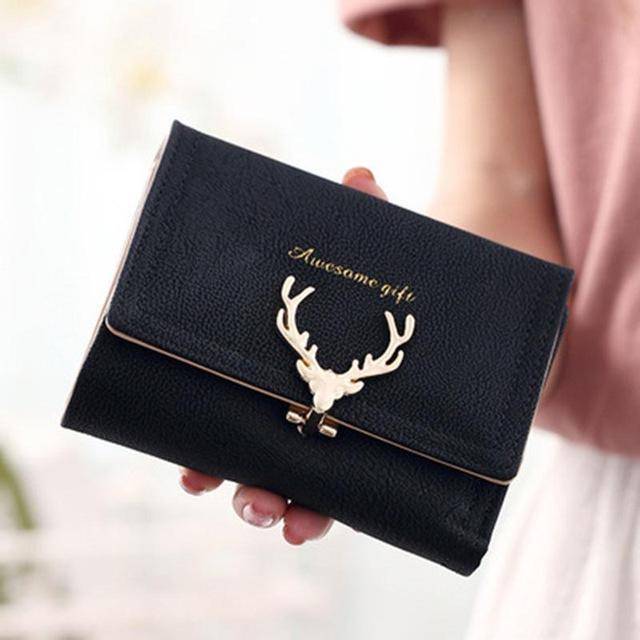 bags black Awesome Gift, Golden Deer opener Wallet for women, short small and long clutch