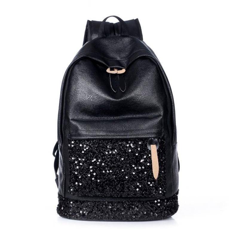 bags Black Bling Girls School Backpack with Large Capacity Embroidered sparkle Glitter Sequins
