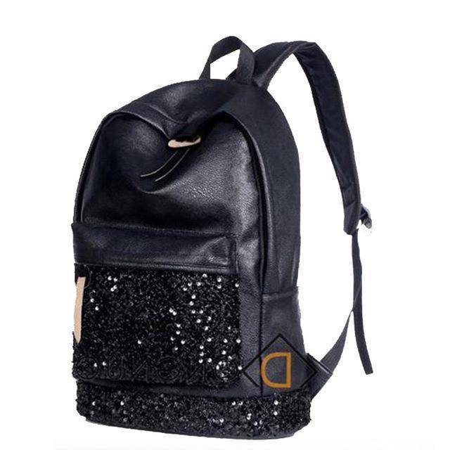 big girls leather backpacks www.Nuroco.com -Black Bling Girls School Backpack with Large Capacity Embroidered sparkle Glitter Sequins