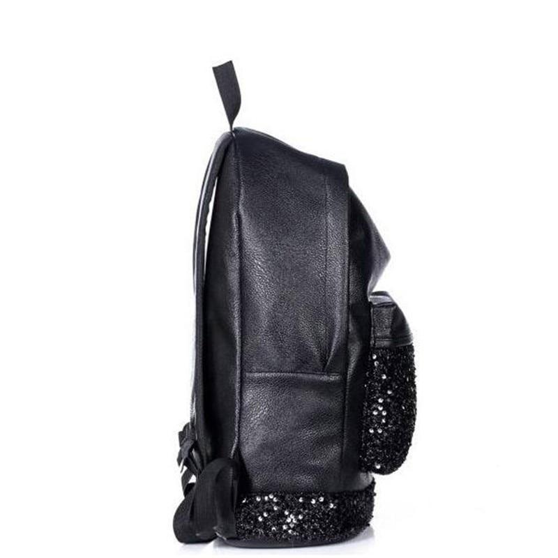 bags Black Bling Girls School Backpack with Large Capacity Embroidered sparkle Glitter Sequins
