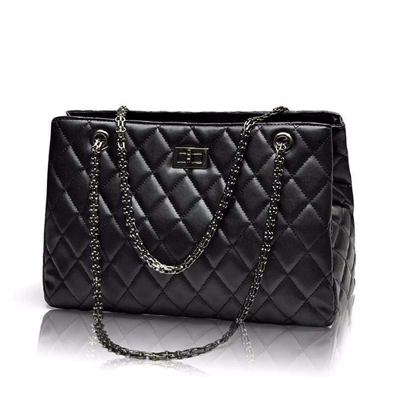 bags black Quilted Large Plaid Chain Shoulder