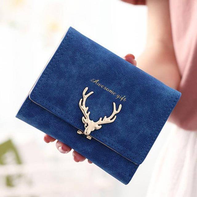 bags blue Awesome Gift, Golden Deer opener Wallet for women, short small and long clutch