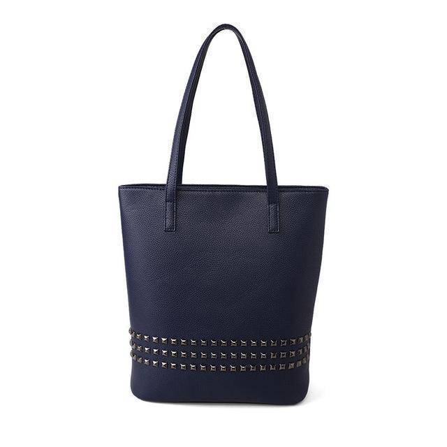 bags Blue Large Rivet tote Women Shoulder Bag, Messenger Bag